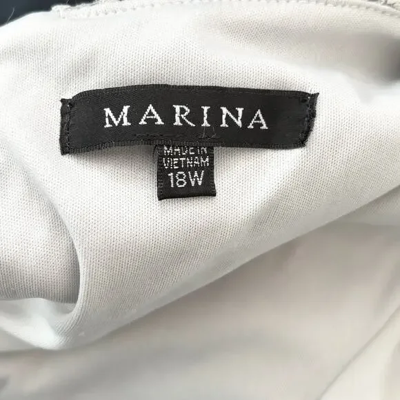 MARINA Silver Sequins & Lace Formal Maxi DressWeddingSZ 18W